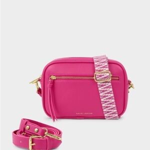 Katie Loxton Fuchsia Crossbody Camera Bag with Patterned Strap
